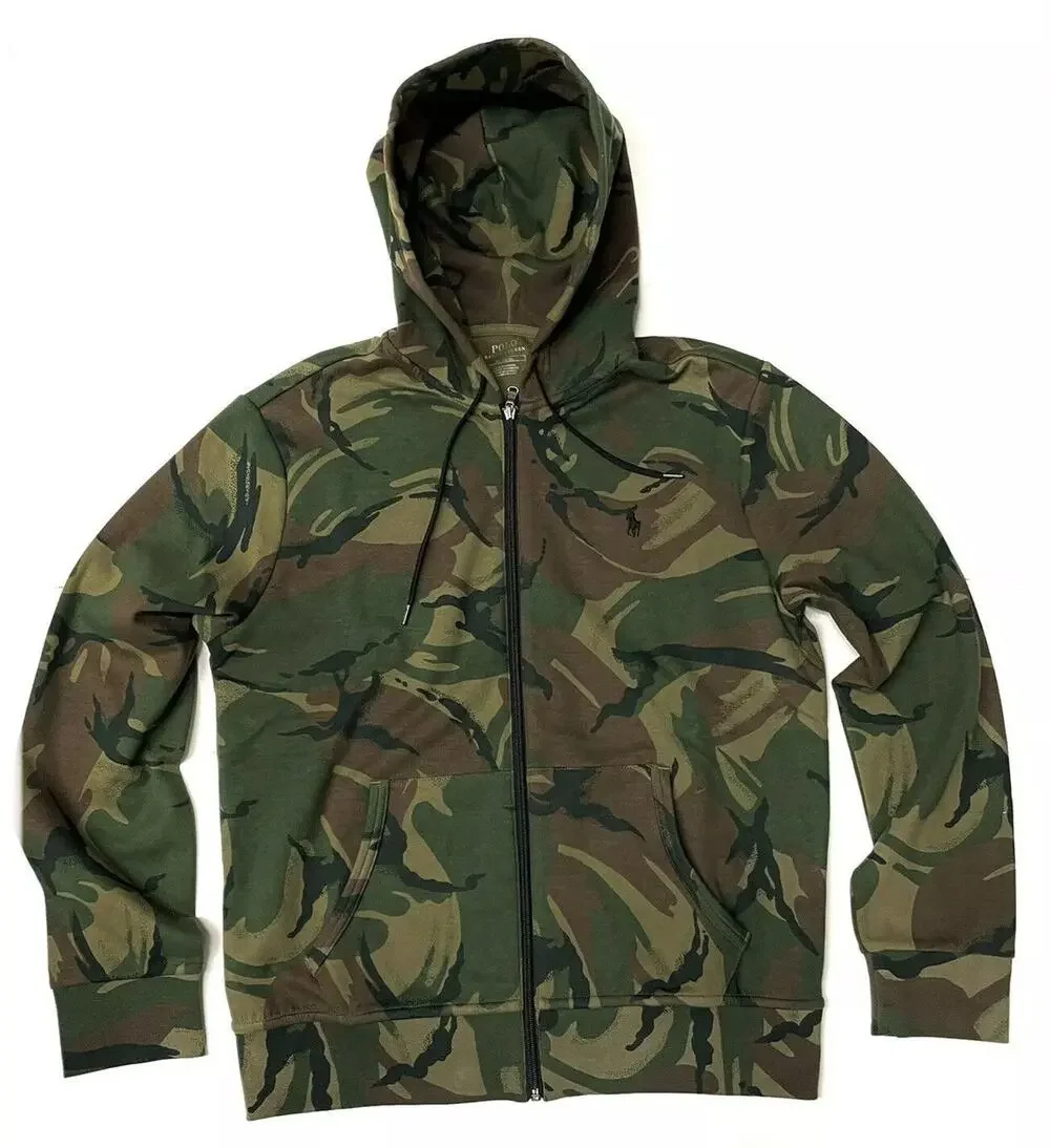 Polo Ralph Lauren Full Zip Hoodie Jacket Camo Mens Sz M DOUBLE KNIT NWT
